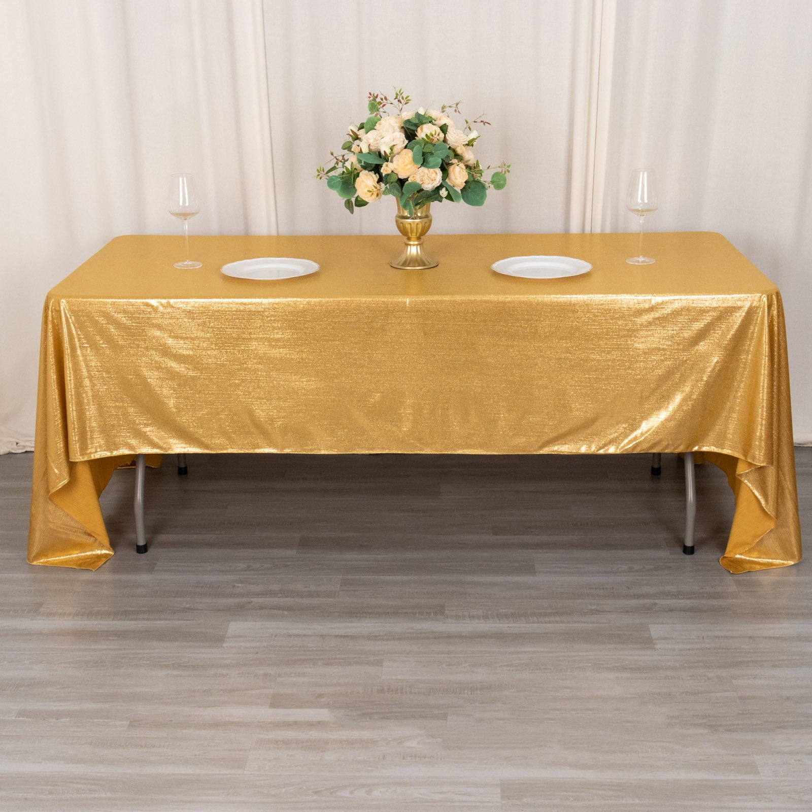 Efavormart 60"x126" Shiny Gold Polyester Rectangular Tablecloth With ...