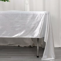 Efavormart 60"x126" Shiny Silver Polyester Rectangular Tablecloth With Shimmer Sequin Dots