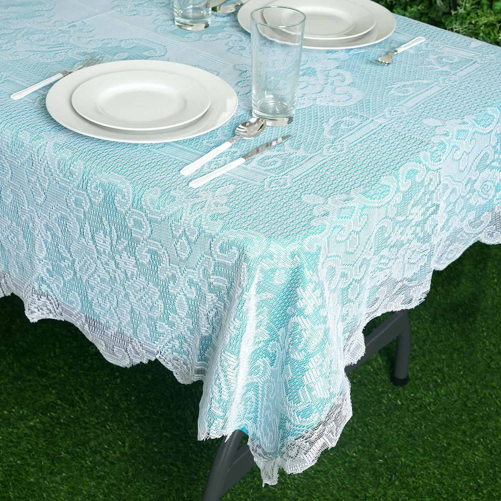 Efavormart 60"x90" Premium Lace White Rectangular Oblong Tablecloth