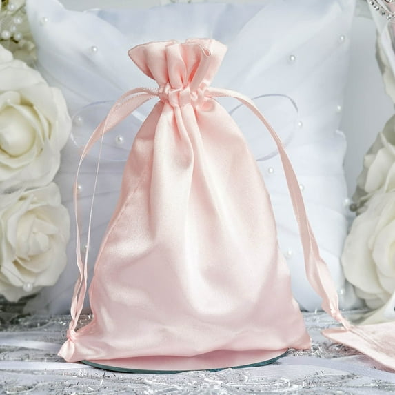 Efavormart 60PCS BLUSH Satin Gift Bag Drawstring Pouch Wedding Favors Bridal Shower Candy Jewelry Bags - 5"x7"