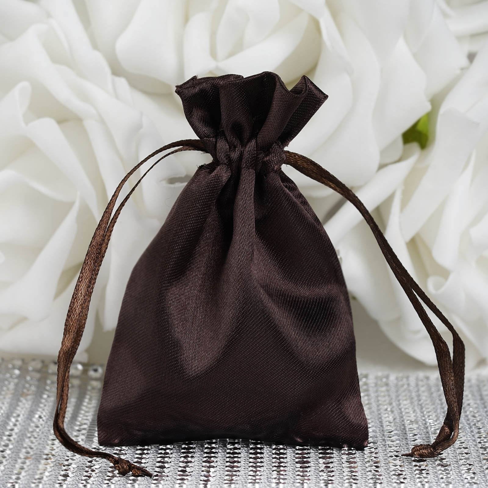Efavormart 60PCS CHOCOLATE Satin Gift Bag Drawstring Pouch Wedding