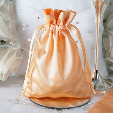 Efavormart 60PCS PEACH Satin Gift Bag Drawstring Pouch Wedding Favors Bridal Shower Candy Jewelry Bags - 5"x7"