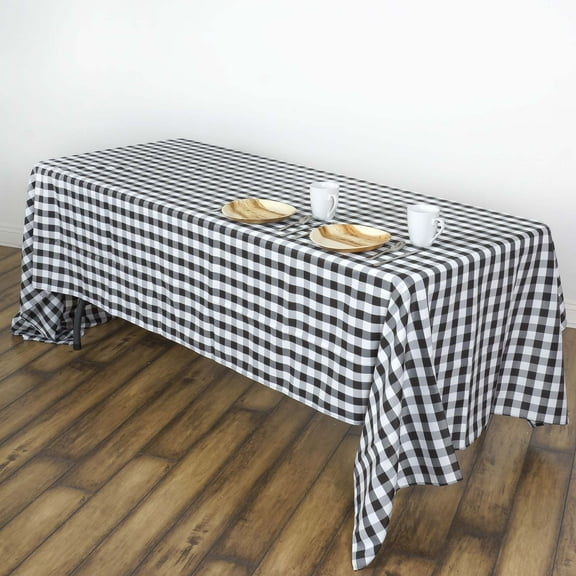 Efavormart 60x102" Black/White Perfect Picnic Inspired Checkered Polyester Tablecloths For Party Event Decor