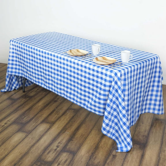 Efavormart 60x102" Blue/White Perfect Picnic Inspired Checkered Polyester Tablecloths For Party Event Decor