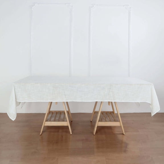 Efavormart 60x102" Premium White Faux Linen Rectangular Tablecloth | Wrinkle Free Tablecloth