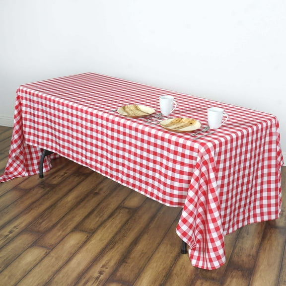 Efavormart 60x102" Red/White Perfect Picnic Inspired Checkered Polyester Tablecloths For Party Event Decor