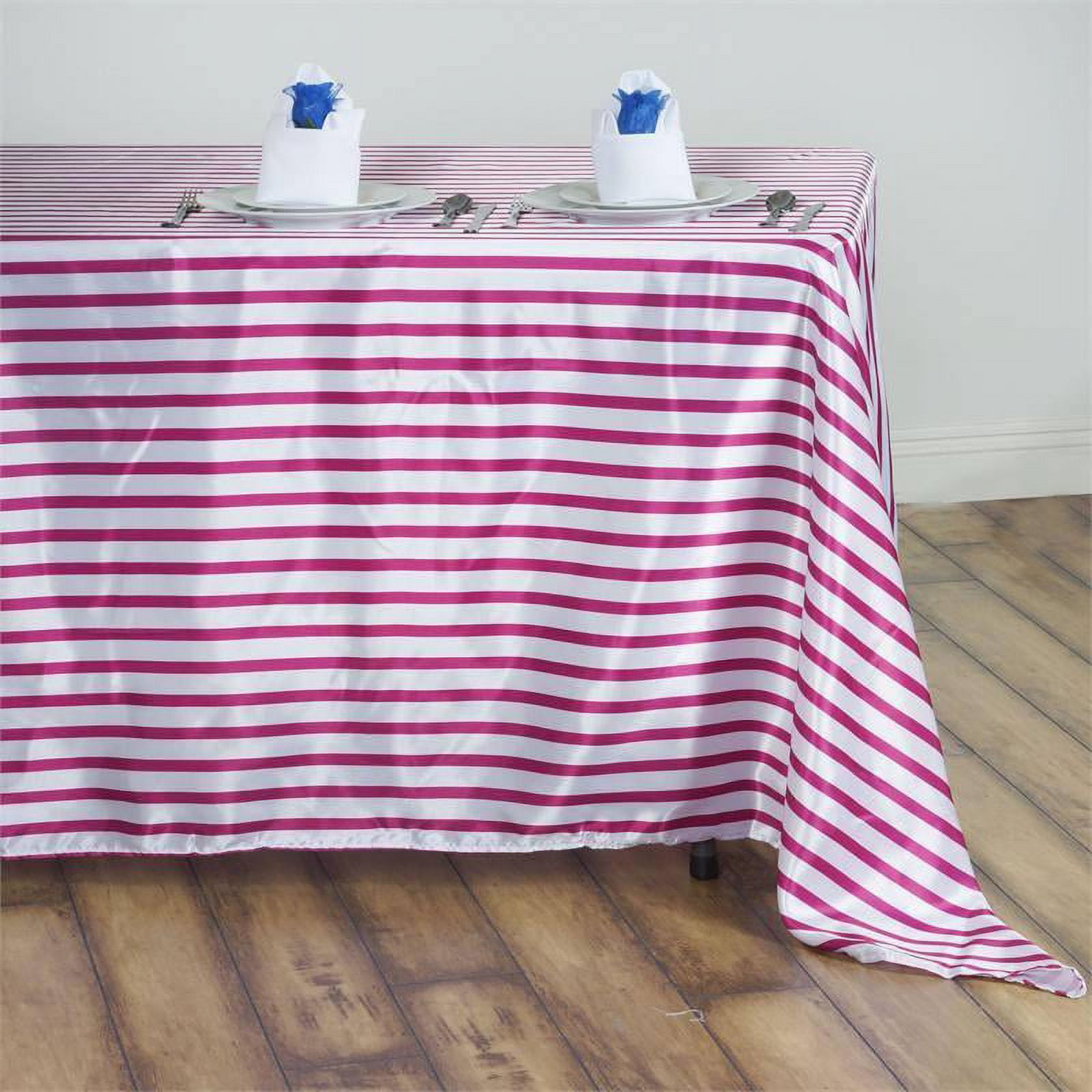 Efavormart 60x102" WHITE / FUSHIA Striped Wholesale SATIN Banquet Table