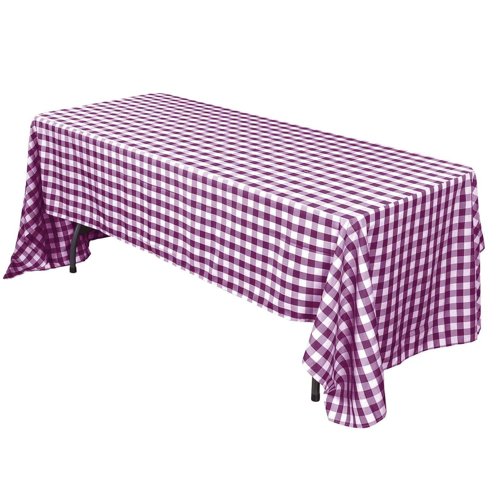 Efavormart 60x102" White/Burgundy Perfect Picnic Inspired Checkered