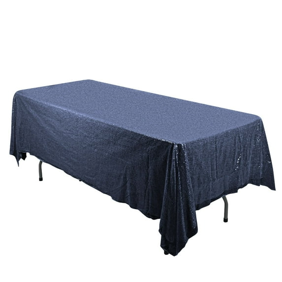 Efavormart 60x102" Wholesale Rectangle Table Cover Premium Sparkly SEQUIN Tablecloth For Banquet Wedding Party - Navy Blue