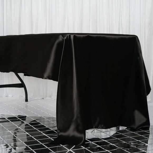 Efavormart 60x126" Rectangle BLACK Wholesale SATIN Tablecloth Banquet Linen Wedding Party Restaurant Tablecloth
