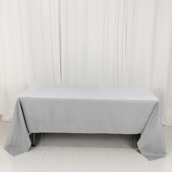 Efavormart 60x126" Seamless Premium Silver 220 GSM Linens Polyester Rectangle Tablecloth Commercial Grade For Wedding Banquet Restaurant