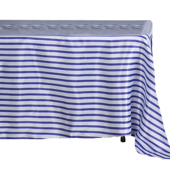 Efavormart 60x126" WHITE / PURPLE Striped Wholesale SATIN Banquet Table Linens Wedding Party Restaurant Tablecloth