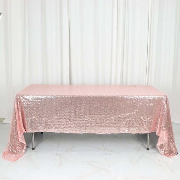 Efavormart 60x126" Wholesale Rectangle Table Cover Premium Sparkly SEQUIN Tablecloth For Banquet Wedding Party - Blush
