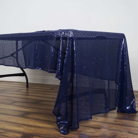 Efavormart 60x126" Wholesale Rectangle Table Cover Premium Sparkly SEQUIN Tablecloth For Banquet Wedding Party -Navy