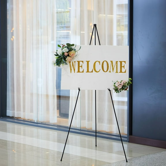 Efavormart 65" Black Metal Easel Stand - Collapsible Tripod Stand - Perfect for Wedding Ceremonies, Party Decorations, Banquet, Upscale Occasions, Birthday Celebrations, and Any Special Event