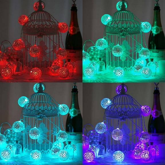 Efavormart 6FT - 10 Color Changing Battery Operated Disco Mirror Ball LED String Lights for Wedding Bridal Decor, Party Cake Table, Garden Party