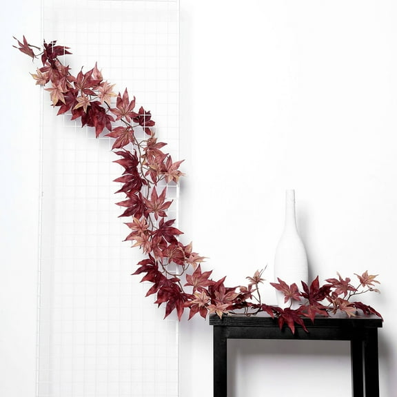 Efavormart 6FT Artificial Silk Maple Fall Leaf Garland, Fall Decor - Burgundy
