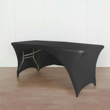 Efavormart 6FT Black Open Back Stretch Spandex Table Cover, Rectangular Fitted Tablecloth