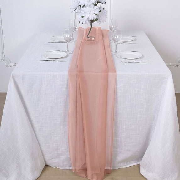 Efavormart 6FT Dusty Rose Premium Chiffon Table Runner for Party Dining Banquet Events Restaurant Kitchen Home and Multi-Use