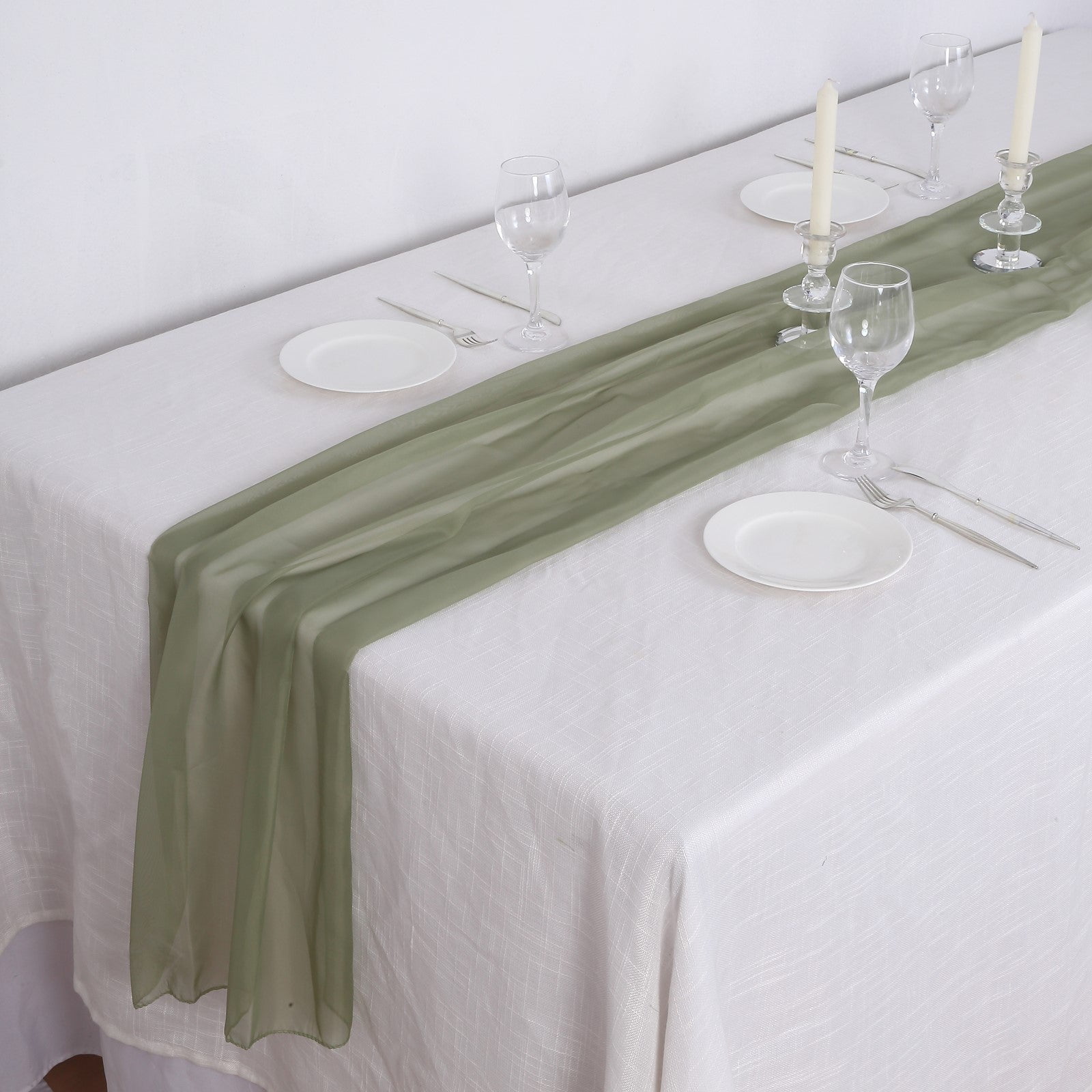 Efavormart 6FT Eucalyptus Sage Green Premium Chiffon Table Runner for ...