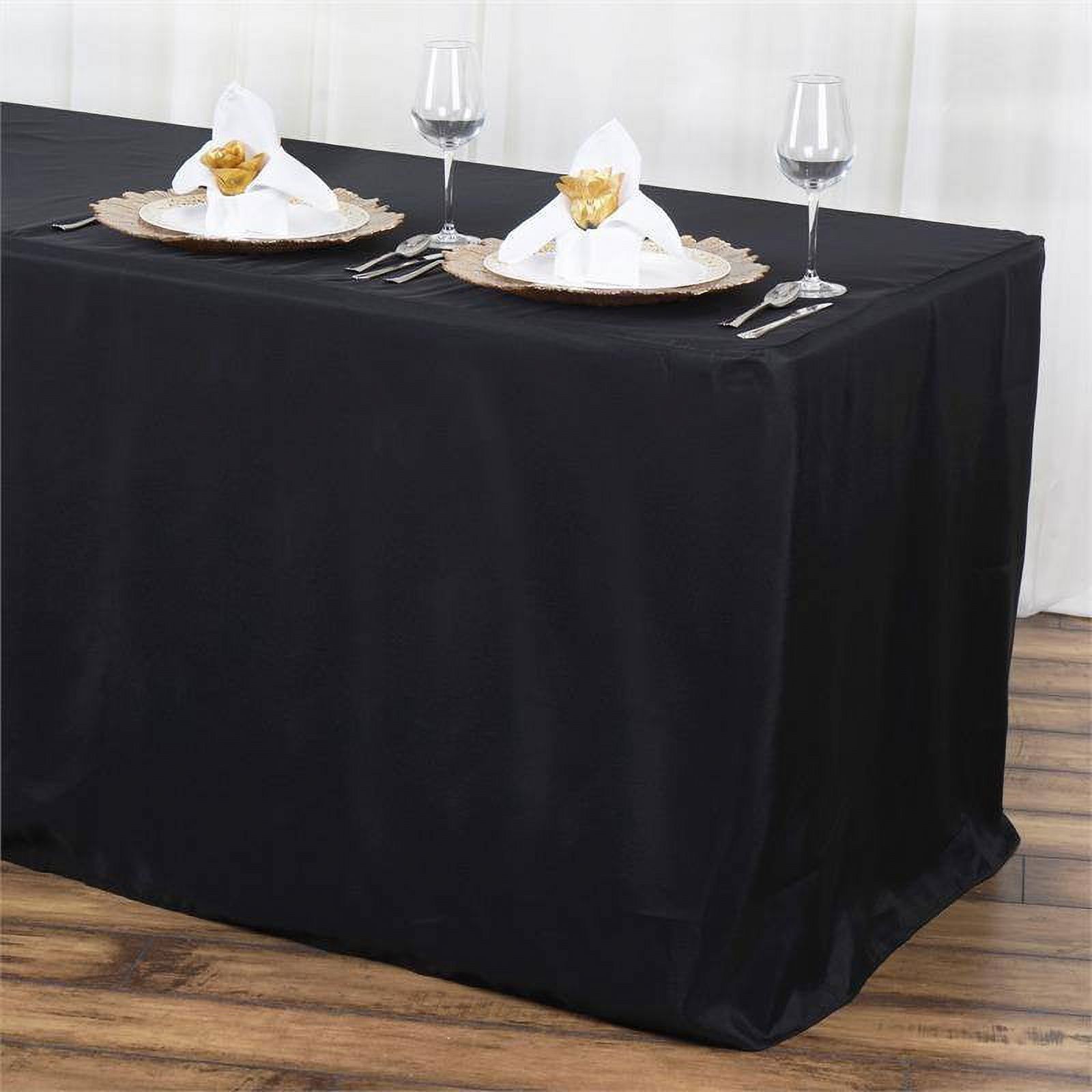 Efavormart 6FT Fitted Chocolate Polyester Rectangular Table Cover for Wedding Party Dining