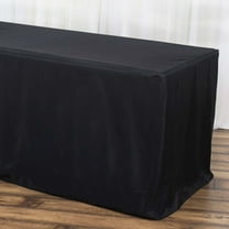 Efavormart 6FT Fitted Black Polyester Rectangular Table Cover for Wedding Party Dining Banquet Events Restaurant Kitchen Home & Multi-Use