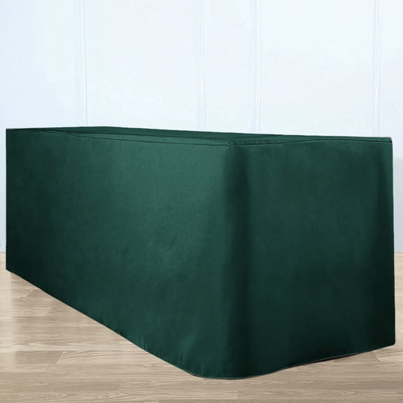 Efavormart 6FT Fitted Hunter Emerald Green Polyester Rectangular Table Cover for Wedding Party Dining Banquet Events Restaurant Kitchen Home & Multi-Use