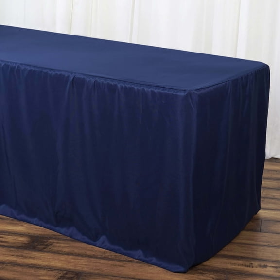 Efavormart 6FT Fitted Navy Blue Polyester Rectangular Table Cover for Wedding Party Dining Banquet Events Restaurant Kitchen Home & Multi-Use