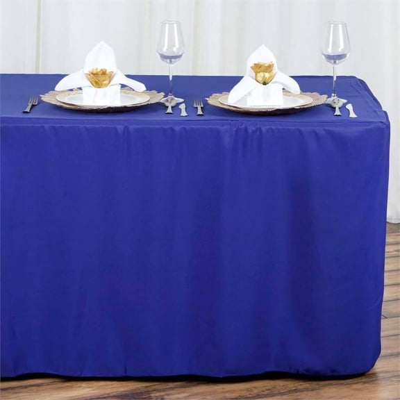 Efavormart 6FT Fitted Royal Blue Polyester Rectangular Table Cover for Wedding Party Dining Banquet Events Restaurant Kitchen Home & Multi-Use