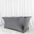 thumbnail image 1 of Efavormart 6FT Metallic Rectangular Stretch Spandex Table Cover for Wedding Kitchen Dining Events - Charcoal Gray, 1 of 8