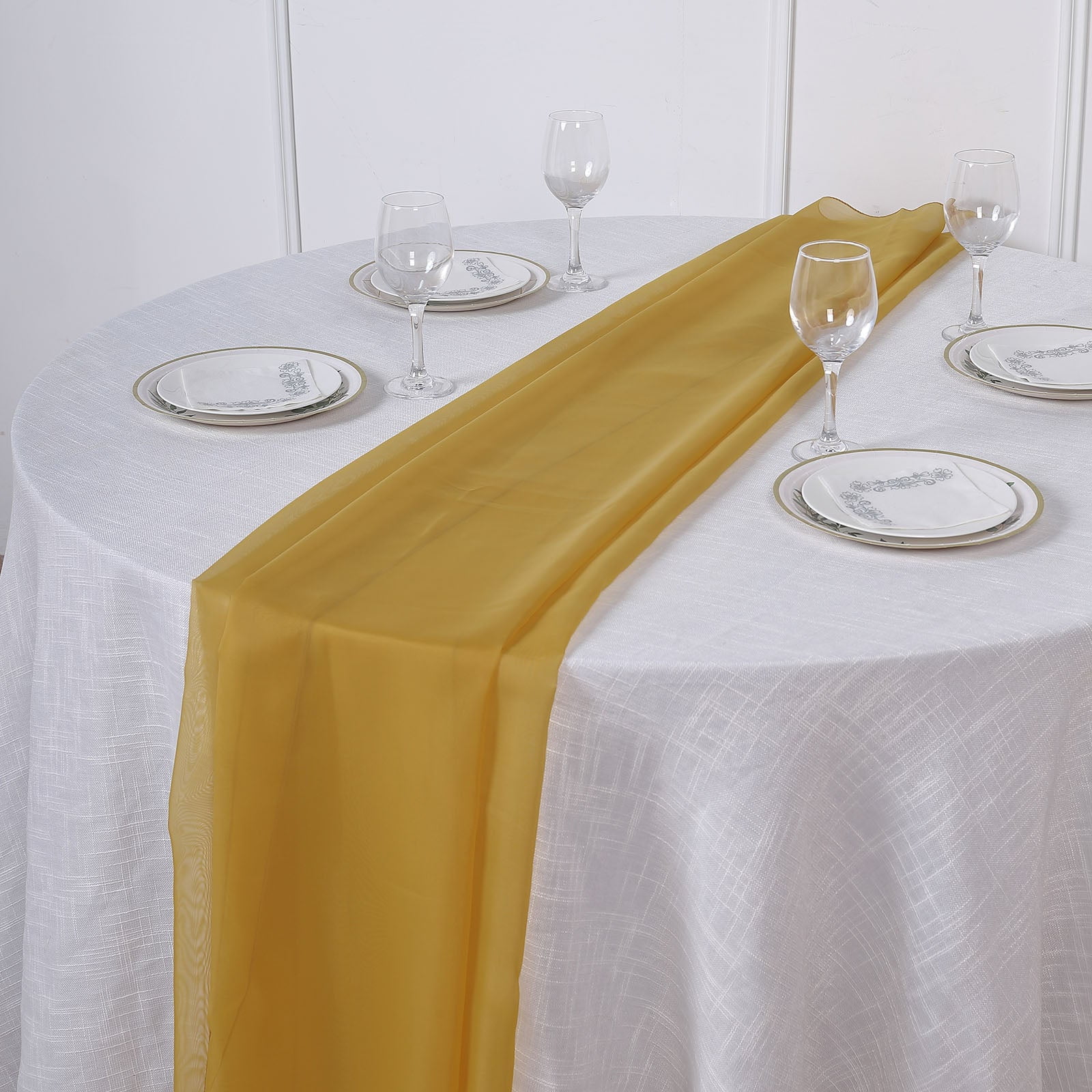 Efavormart 6FT Mustard Yellow Premium Chiffon Table Runner for Party ...
