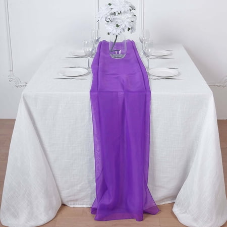 Efavormart 6FT Purple Premium Chiffon Table Runner for Party Dining Banquet Events Restaurant Kitchen Home and Multi-Use