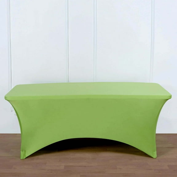 Efavormart 6FT Rectangular Stretch Spandex Tablecloth for Wedding Kitchen Dining Events - Lime Green