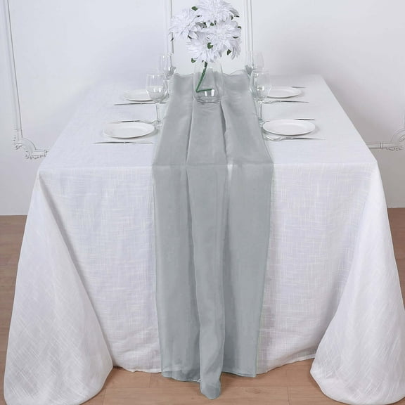 Efavormart 6FT Silver Premium Chiffon Table Runner for Party Dining Banquet Events Restaurant Kitchen Home and Multi-Use