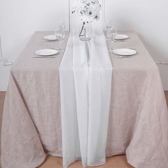 Efavormart 6FT White Premium Chiffon Table Runner for Party Dining Banquet Events Restaurant Kitchen Home and Multi-Use