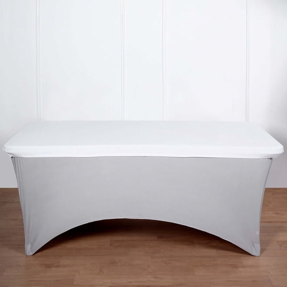 Efavormart 6FT White Rectangular Stretch Spandex Table Top Cover