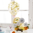 thumbnail image 1 of Efavormart 6Pcs - Cake Decor Set, 4 Silver-White Mini Paper Fans, Gold Confetti Balloon and Gold Birthday Cake Topper for Birthday Party Supplies Celebration, 1 of 5