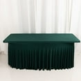 thumbnail image 1 of Efavormart 6ft Hunter Emerald Green Spandex Fitted Rectangle One Piece Tablecloth Table Skirt, Stretchy Table Skirt Cover With Ruffles, 1 of 11