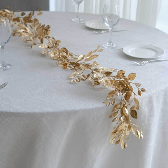 Efavormart 6ft Metallic Gold Magnolia Leaf Table Garland, DIY Craft Hanging Vine Wreath