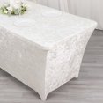 thumbnail image 1 of Efavormart 6ft White Crushed Velvet Stretch Fitted Rectangular Table Cover, 1 of 5