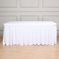 thumbnail image 1 of Efavormart 6ft White Spandex Fitted Rectangle One Piece Tablecloth Table Skirt, Stretchy Table Skirt Cover With Ruffles, 1 of 11