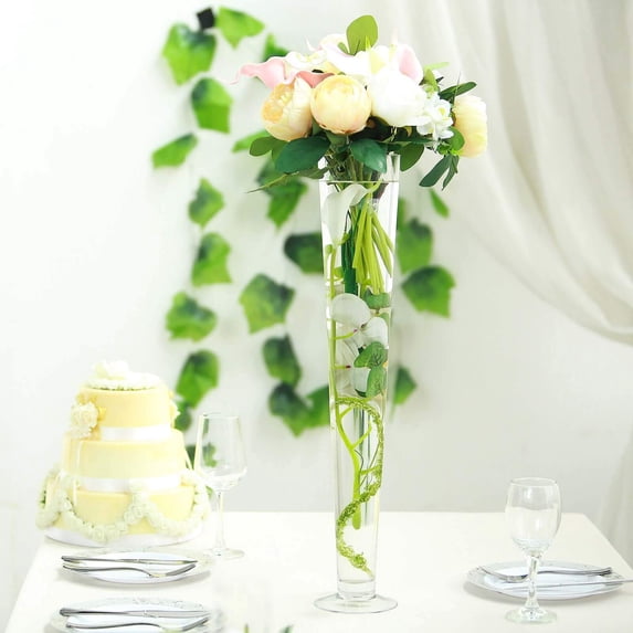 Efavormart 6pcs/Set 24" Tall Trumpet Heavy Duty Glass Centerpiece Vase for Wedding Party Banquet Events Centerpiece Decoration