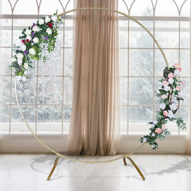 Efavormart 7.5 Ft Round Gold Metal Wedding Arch Photo Booth Backdrop ...