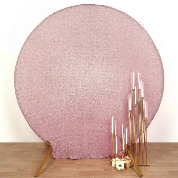 Efavormart 7.5ft Blush/Rose Gold 2-Sided Spandex Fit Round Wedding Arch Backdrop Cover