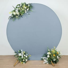 Efavormart 7.5ft Matte Dusty Blue Round Spandex Fit Wedding Arch Backdrop Cover - 2-Sided Custom Fit Backdrop Stand Arch Cover