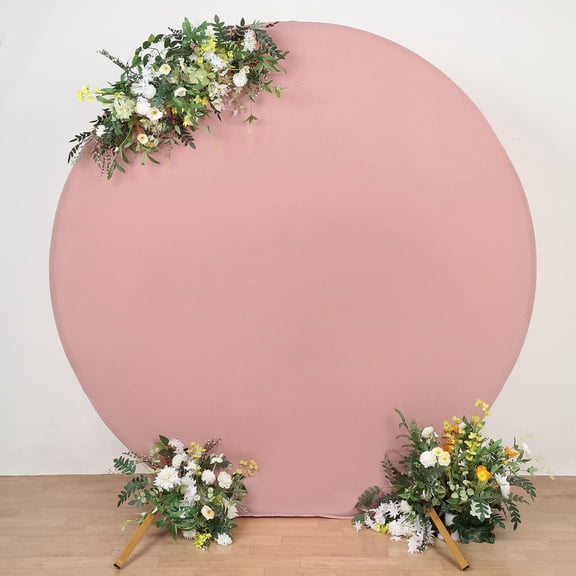 Efavormart 7.5ft Matte Dusty Rose Round Spandex Fit Wedding Arch Backdrop Cover - 2-Sided Custom Fit Backdrop Stand Arch Cover