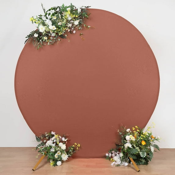 Efavormart 7.5ft Matte Terracotta Round Spandex Fit Wedding Arch Backdrop Cover - 2-Sided Custom Fit Backdrop Stand Arch Cover