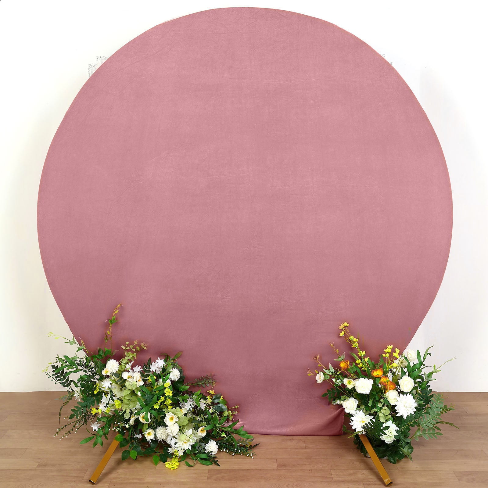 Efavormart 7.5ft Metallic Dusty Rose Soft Velvet Round Backdrop Stand ...