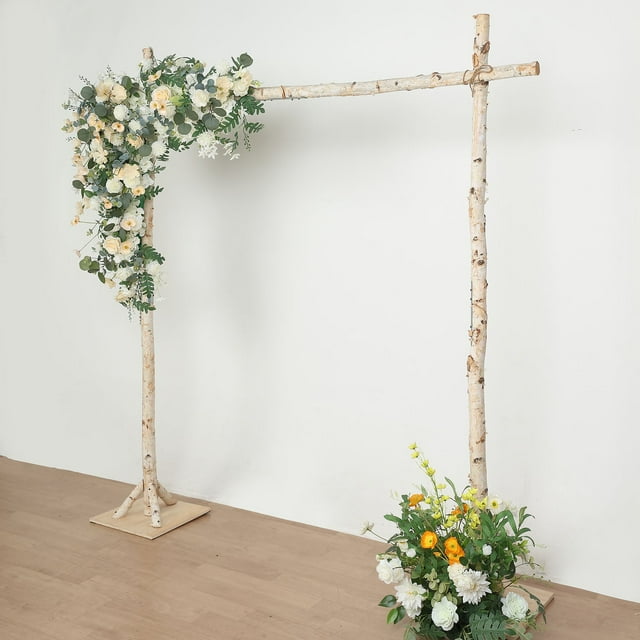 Efavormart 7.5ft Birch Wood Square Wedding Arch, Rustic Arbor Indoor ...