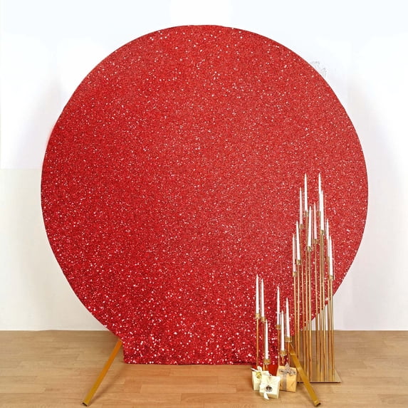 Efavormart 7.5ft Red 2-Sided Spandex Fit Round Wedding Arch Backdrop Cover